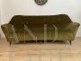 Mid-century vintage sofa in green velvet