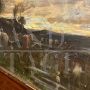 Large antique painting depicting a landscape with cows, signed and dated 1891