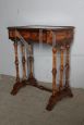 Antique Louis Philippe sewing table or bedside table in inlaid walnut