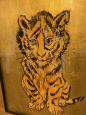 Contemporary painting with a tiger on a gold background, 20th century