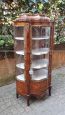 Antique Napoleon III crystal display cabinet, wavy and inlaid