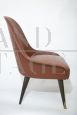 Vintage 60s armchairs in brick-colored skai