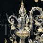 Sumptuous large chandelier in transparent, white and gold Murano glass