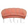 Vintage curved sofa in pink velvet in Gio Ponti style