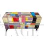 Low dresser with six drawers in multicolored glass