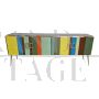 4-door design sideboard with multicolored glass stripes