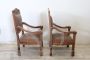 Pair of Renaissance style armchairs in carved walnut, late 19th century