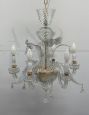 Chandelier attributed to Seguso from the 1940s with 6 glass candle lights