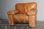 Vintage designer armchair in cognac brown leather, 1960s