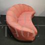 Vintage curved sofa in pink velvet in Gio Ponti style