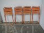 Set of 4 orange iron garden chairs, 1970s