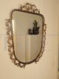 Art nouveau wall mirror in decorated brass      