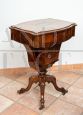 Antique Victorian briar walnut sewing table, 19th century England