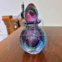 Perfume holder vase by Flavio Poli in submerged blue and purple Murano glass