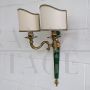 Antique style two-light wall lamp with double fabric lampshade