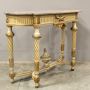 Antique Louis XVI console from the 19th century, carved, lacquered and gilded