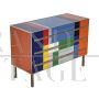 Vintage design chest of drawers in multicolored glass with 3 drawers, 1980s