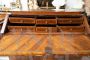 Antique Louis XVI dresser with drop-down top, in walnut with inlays