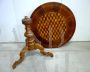 Antique round side table with geometric Rolo inlay, late 19th century