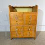 Vintage filing cabinet with 8 drawers and top with rolling shutter closure