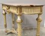 Antique Louis XVI console from the 19th century, carved, lacquered and gilded