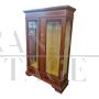 Antique style bookcase display cabinet inlaid and with silk-screened glasses