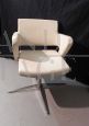 Vintage design desk chair in white leather, Italy 1990s