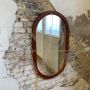 Vintage Ikea oval mirror from the 1970s in solid pine wood