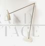 Vintage jointed floor lamp in brass and white marble, Italy 1970        