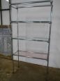 70s industrial style bookcase in chromed iron and glass