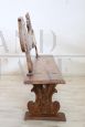 Antique carved bench from the second half of the 19th century in solid walnut