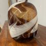 Vase by Carlo Moretti in brown Murano glass with white stripes, 1977