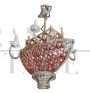 Boat-shaped chandelier covered with red Murano glass beads