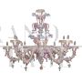 Rezzonico chandelier in pink and gold Murano glass with 12 lights