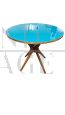 Round Ico Parisi table with teal glass top