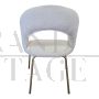 Design chair in white bouclé fabric