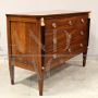 Antique Directoire chest of drawers in walnut with gilded bronze figures, Italy 18th century