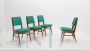 Set of 4 mid-century French dining chairs in green skai, 1950s