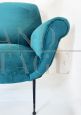 Pair of petrol blue 1950s armchairs in Gigi Radice style