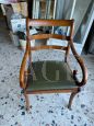 Antique style armchair with genuine green leather seat