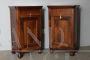 Pair of antique Charles X Italian bedside tables in solid walnut