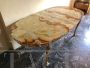 Baroque style lacquered and gilded table with alabaster top, 1950s