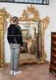 Large antique Louis Philippe mirror in gilded and carved wood