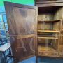 Large antique wardrobe from the early 19th century in walnut with diamond carved doors