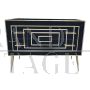 Dresser with two drawers in black Murano glass with golden geometries