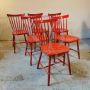 6 Thon vintage chairs in red wood