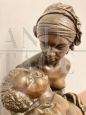 Large antique bronze Maternal Tenderness sculpture by Jean Joseph Jaquet, 19th century