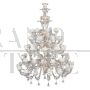 Rezzonico chandelier in crystal, white and bronze Murano glass                            