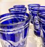 Set of 12 glasses and goblets in finely decorated blue Murano glass, Italy 1970s