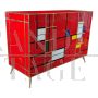 Dresser with four drawers in red Murano glass